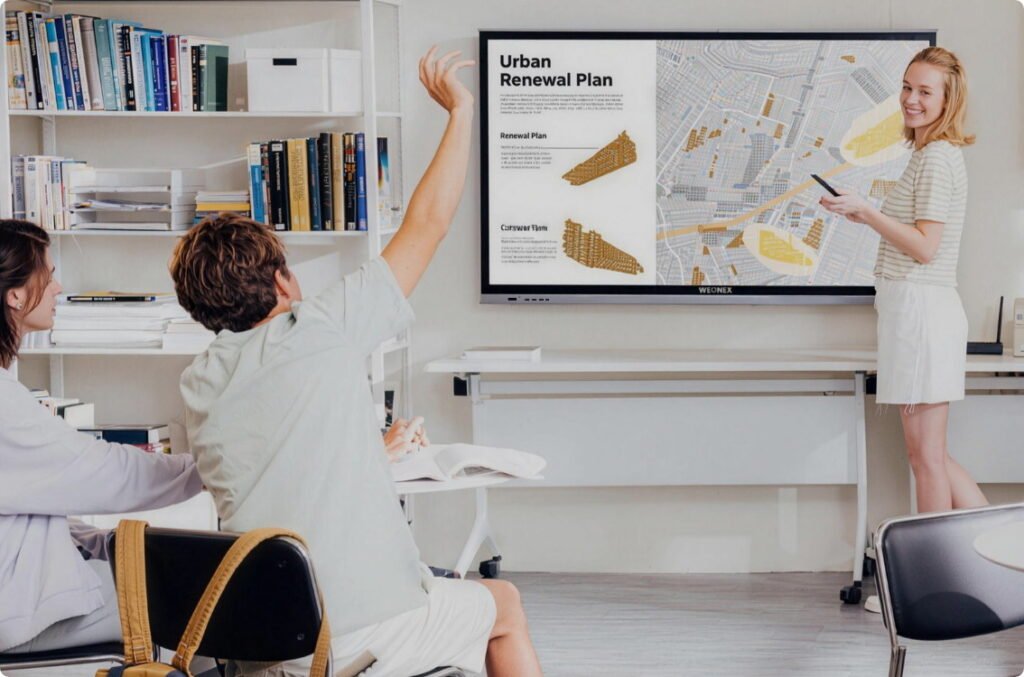 Module OPS Weonex installé dans un écran interactif en salle de classe